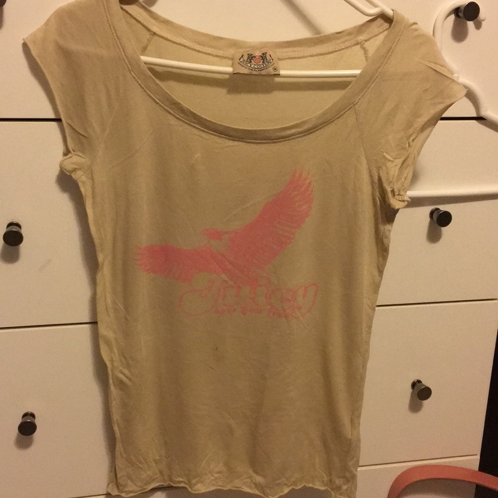 Juicy Couture Beige Pink T shirt Sz Medium
